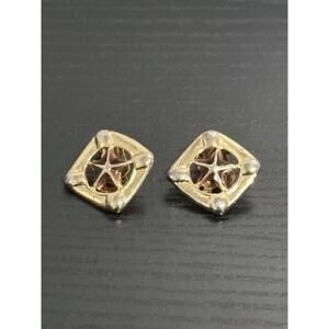 Vintage 80s Gold-Toned Starfish Square Retro Clip-On Earrings
